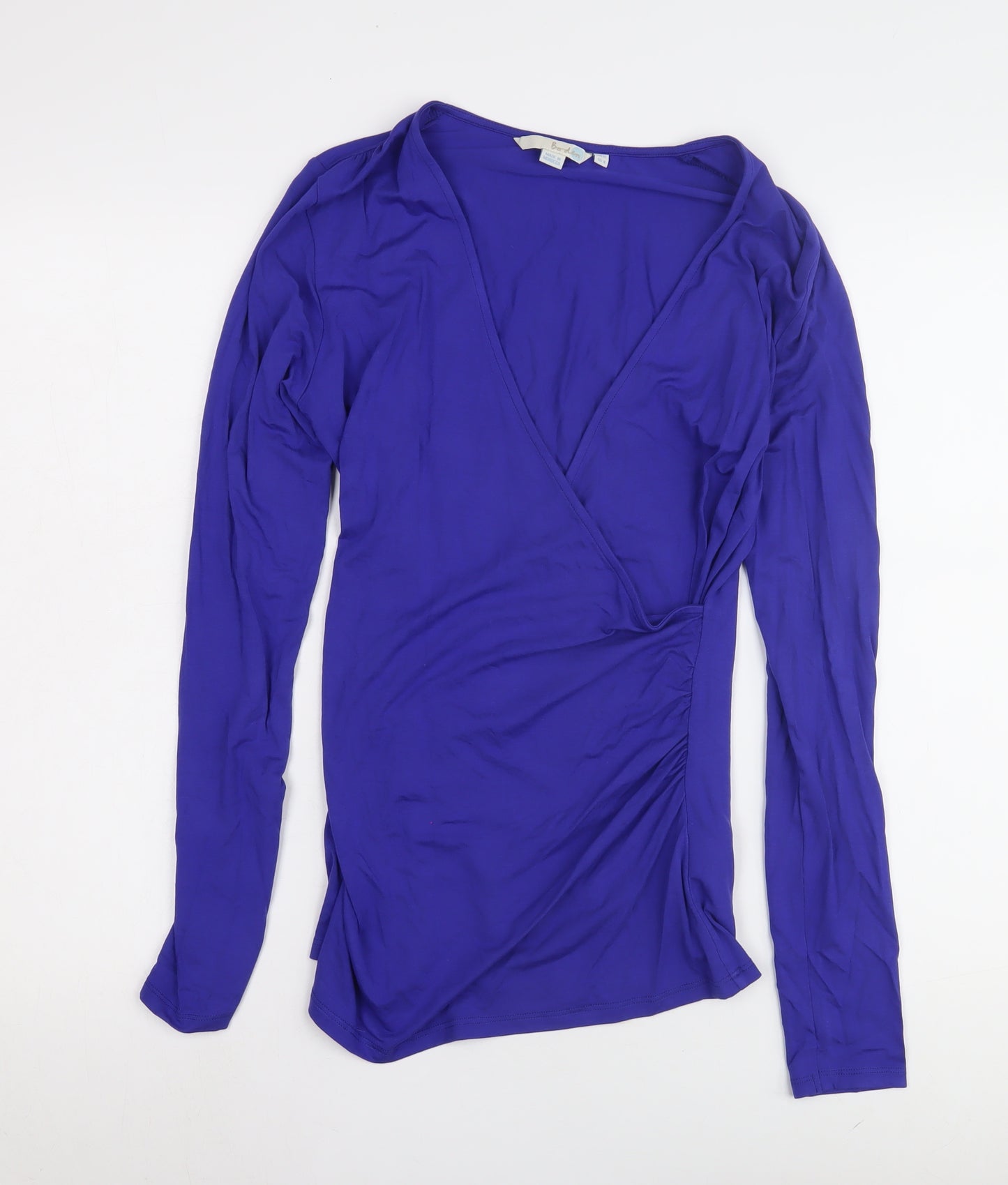 Boden Women's Blue Wrap V-Neck Long Sleeve Top