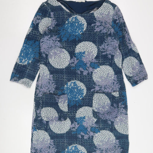 White Stuff Women's Blue Shift Dress, Size 12, Floral Retro