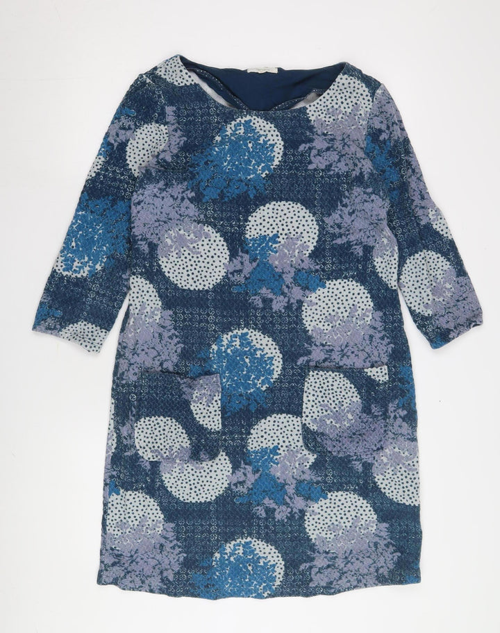 White Stuff Women's Blue Shift Dress, Size 12, Floral Retro