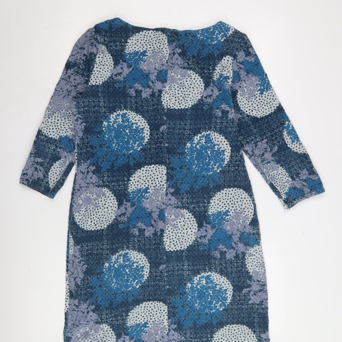 White Stuff Women's Blue Shift Dress, Size 12, Floral Retro