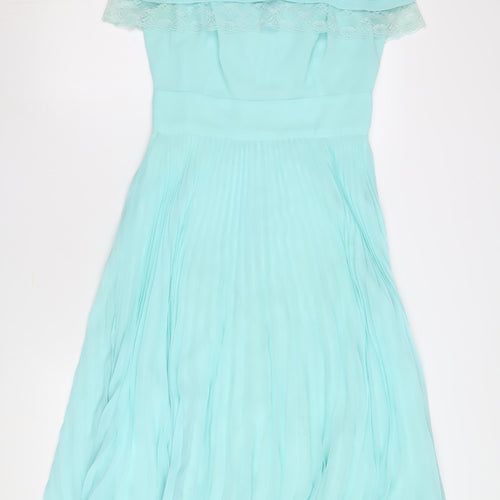ASOS Women's Blue Off Shoulder A-Line Dress UK 10