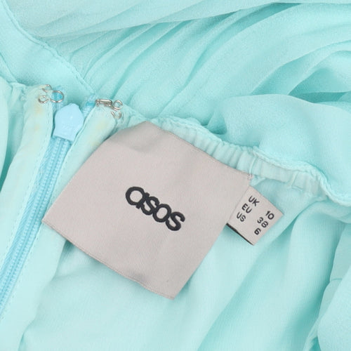 ASOS Women's Blue Off Shoulder A-Line Dress UK 10