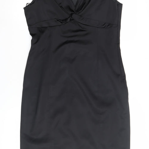 Coast Black Sheath Dress, Women's Size 16, Formal Satin