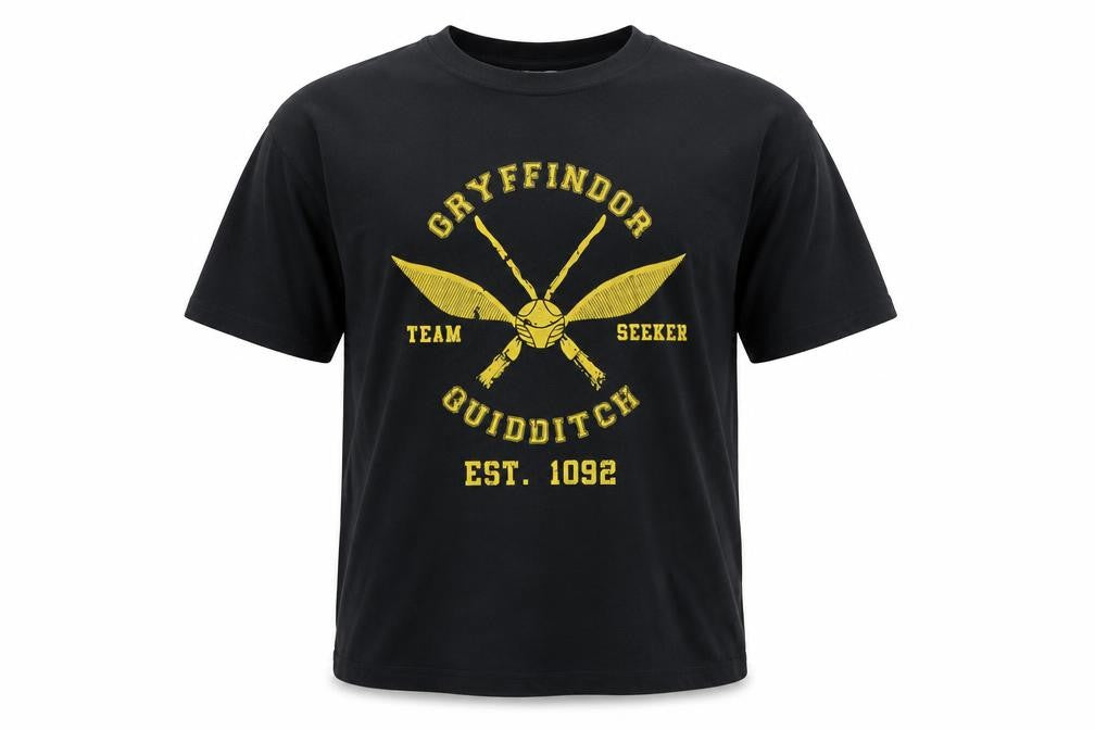 Front view of Uneek Men’s Black Gryffindor Harry Potter T-Shirt M
