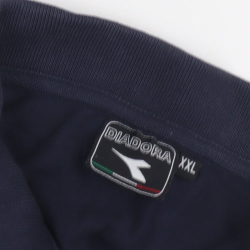 Diadora Men's Blue Polo Shirt 2XL Solid Casual