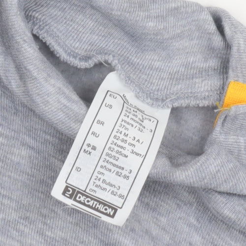 Decathlon Grey Long Sleeve High Neck Boys Shirt 2-3 Years