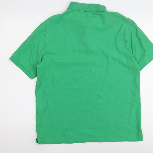 Marks and Spencer Men's Green Polo Shirt L Collared Solid