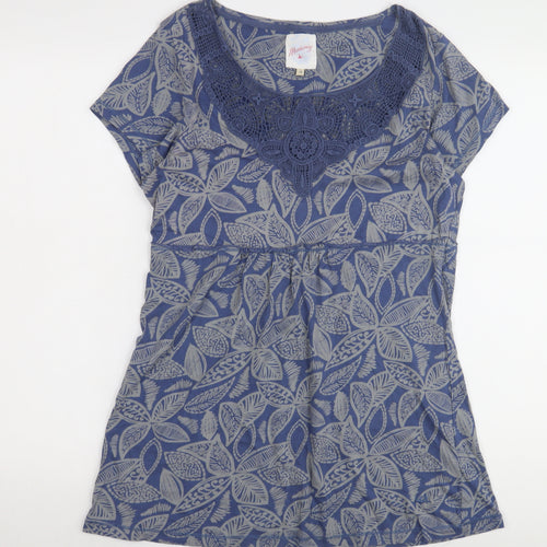 Mantary Women's Blue Floral T-Shirt Size 14