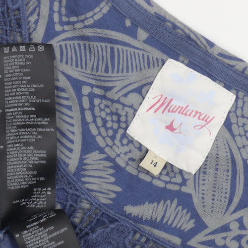 Mantary Women's Blue Floral T-Shirt Size 14