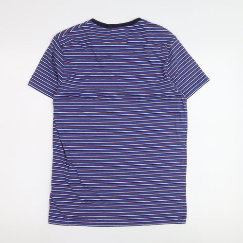 The Spitalfields Shirt Co Men's Medium Blue Striped T-Shirt