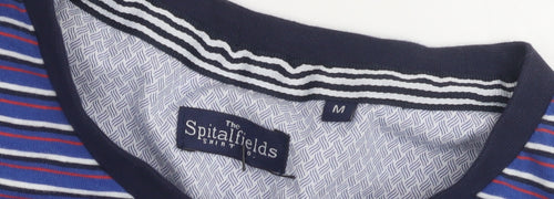 The Spitalfields Shirt Co Men's Medium Blue Striped T-Shirt