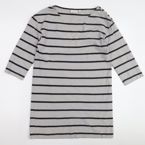 Jackpot Women's Grey Striped Top 3/4 Sleeve M