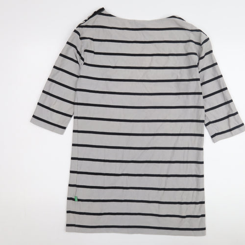 Jackpot Women's Grey Striped Top 3/4 Sleeve M