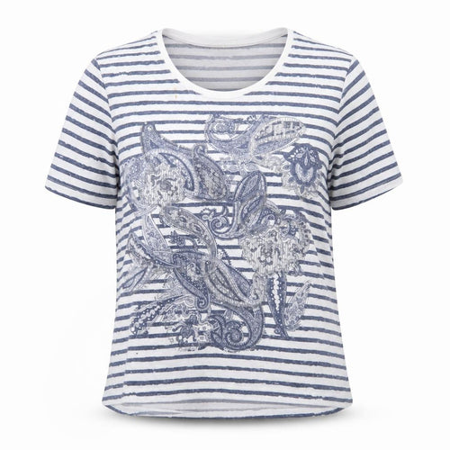 Betty Barclay Women's Blue Sequin Striped T-Shirt