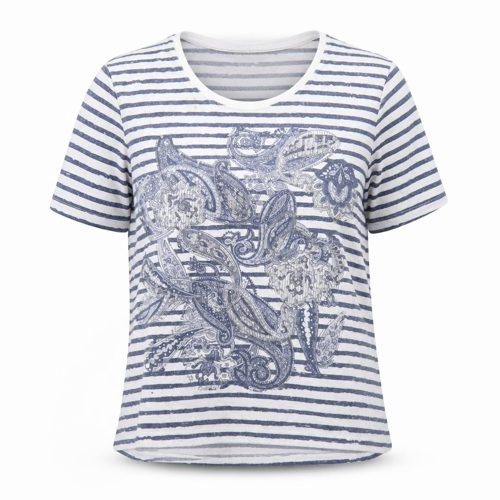 Betty Barclay Women's Blue Sequin Striped T-Shirt