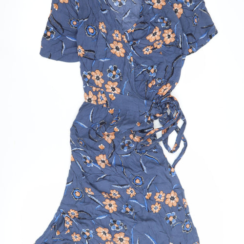 Y&F Women's Blue Floral Wrap Dress Size S