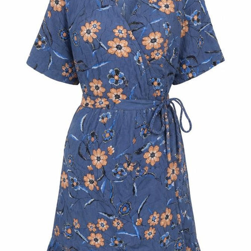 Y&F Women's Blue Floral Wrap Dress Size S