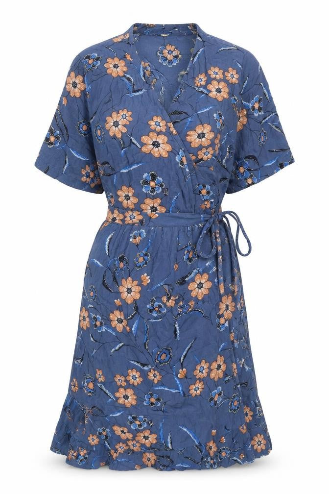 Y&F Women's Blue Floral Wrap Dress Size S