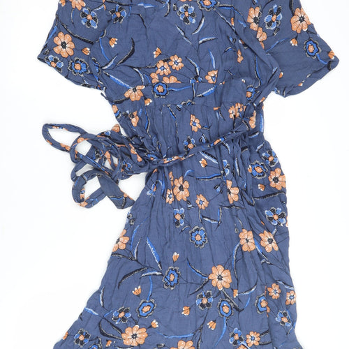 Y&F Women's Blue Floral Wrap Dress Size S