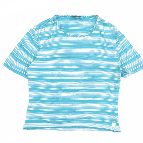 Dash Women's Blue Striped T-Shirt Size 12