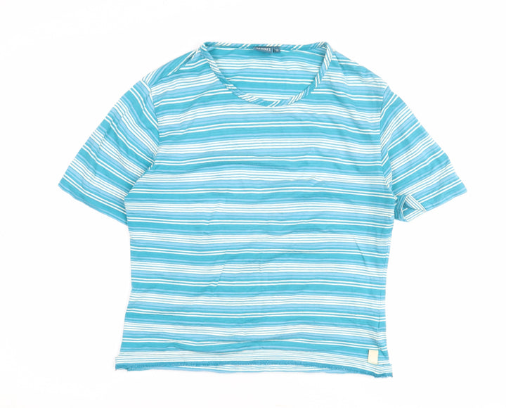 Dash Women's Blue Striped T-Shirt Size 12