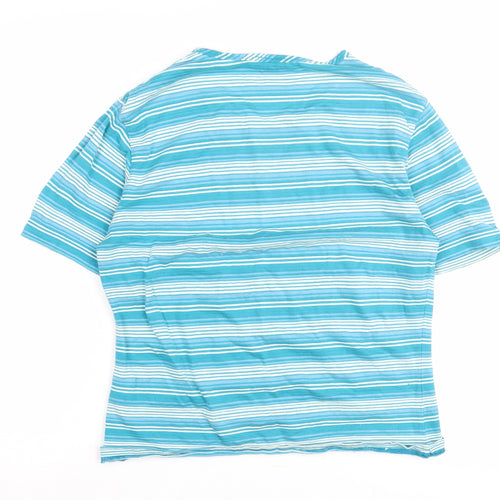Dash Women's Blue Striped T-Shirt Size 12