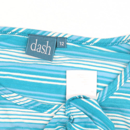 Dash Women's Blue Striped T-Shirt Size 12