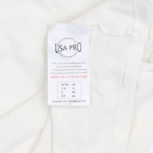 USA Pro Women's White Polo Shirt Medium - Casual Cotton Blend
