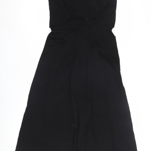 Massimo Dutti Women's Black XS Midi Wrap Dress