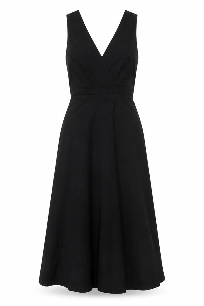 Massimo Dutti Women's Black XS Midi Wrap Dress