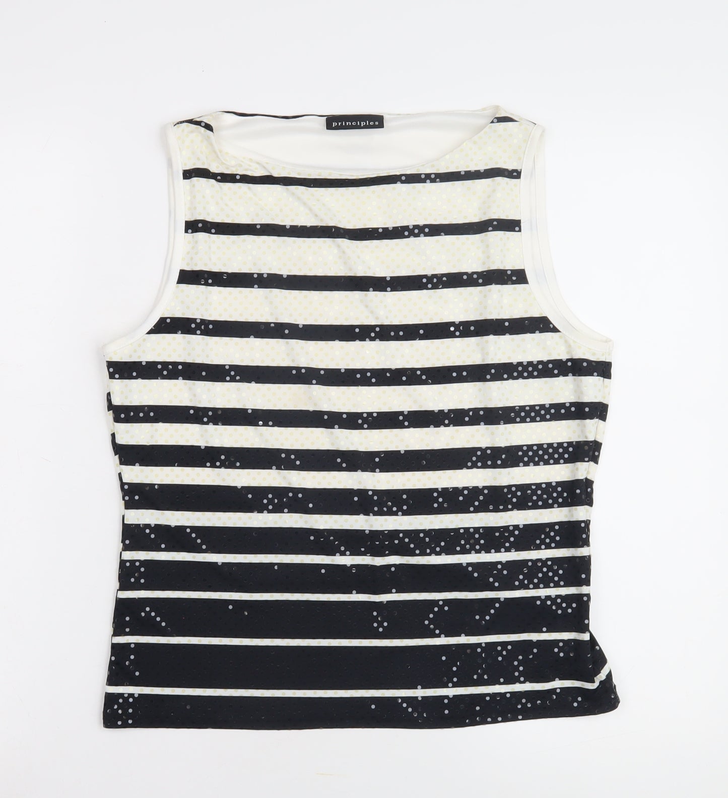 Principles Women's Black Striped Sequin Tank Top