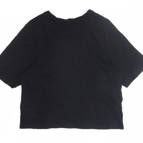 MNG Women's Black Cropped T-Shirt XS Crew Neck