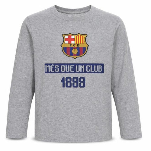 FC Barcelona Boys Grey Long Sleeve T-Shirt, Size 14 Years