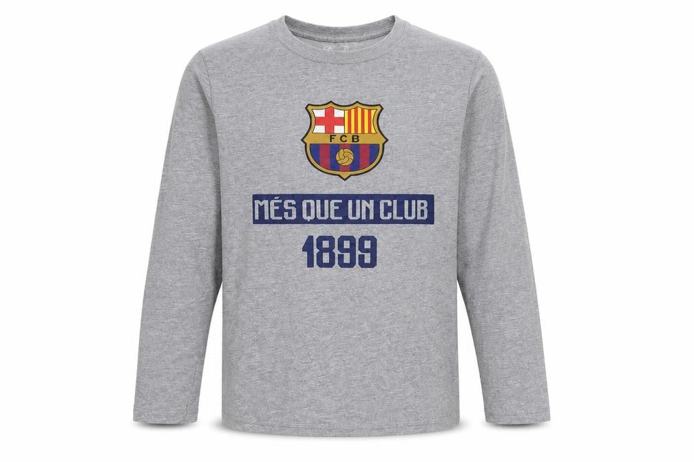 FC Barcelona Boys Grey Long Sleeve T-Shirt, Size 14 Years