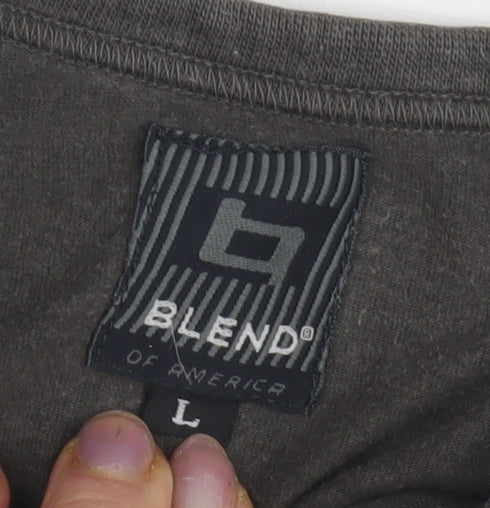 Blend Men's Black Cotton Crew Neck T-Shirt L