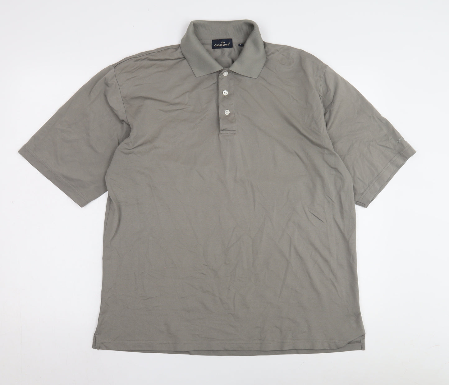Crossways Men's Grey Polo Shirt L Short Sleeve