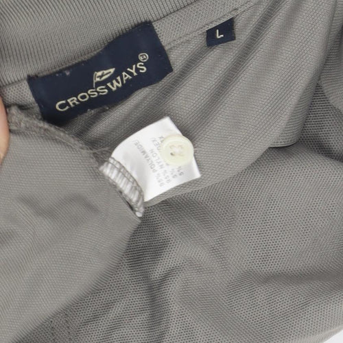 Crossways Men's Grey Polo Shirt L Short Sleeve