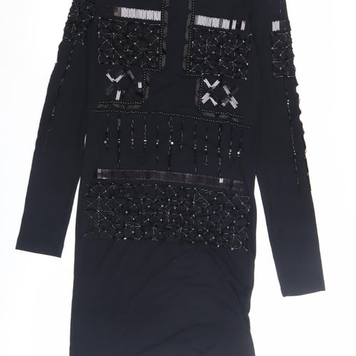 Religion Women's Black Midi Bodycon Dress Size 12