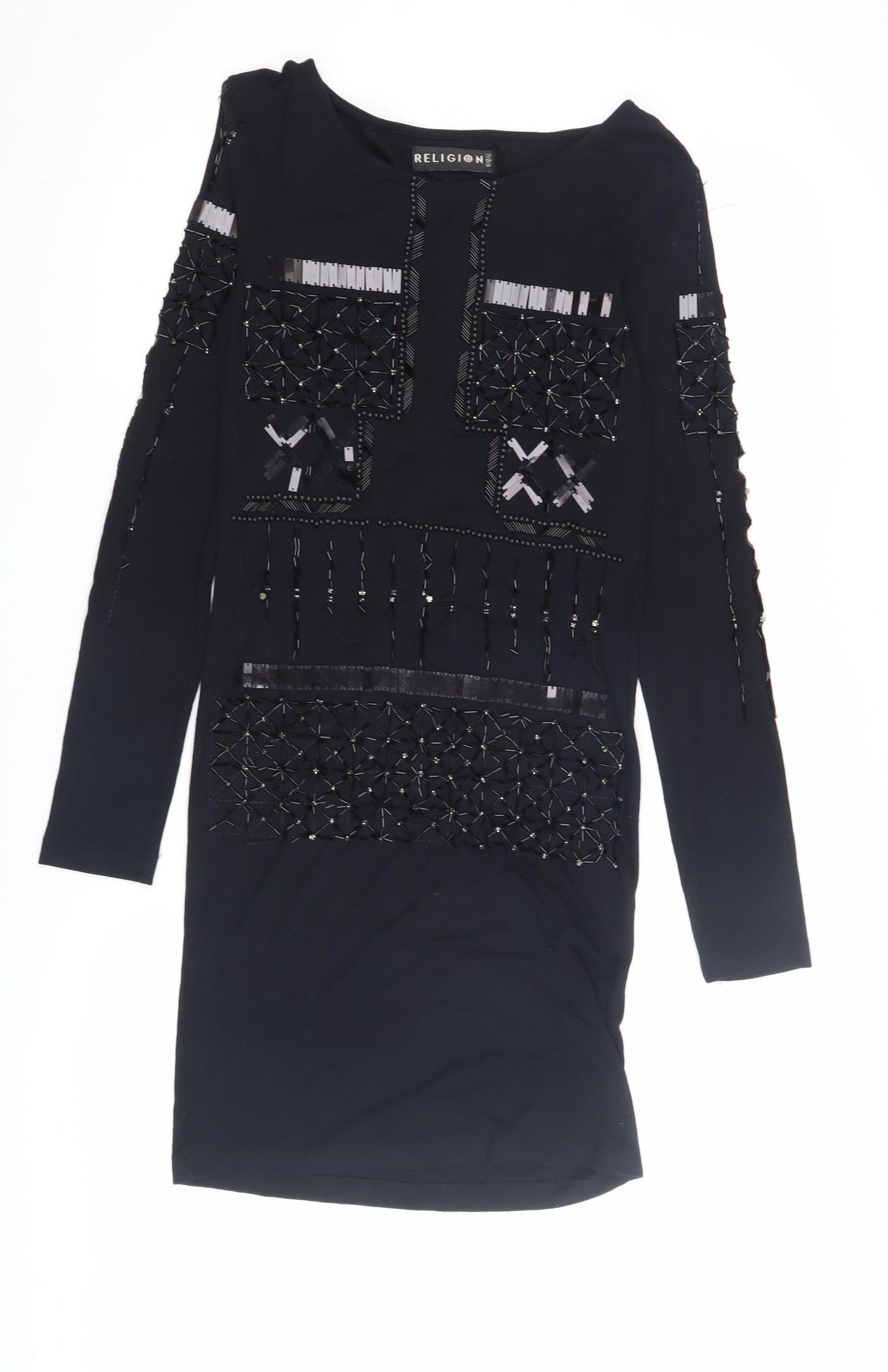 Religion Women's Black Midi Bodycon Dress Size 12