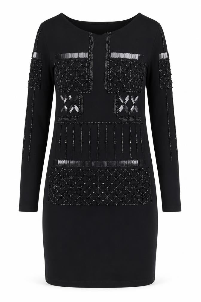 Front view of Religion Women's Black Midi Bodycon Dress, size 12