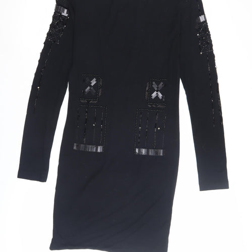 Religion Women's Black Midi Bodycon Dress Size 12