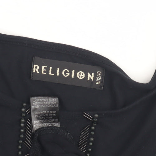 Religion Women's Black Midi Bodycon Dress Size 12