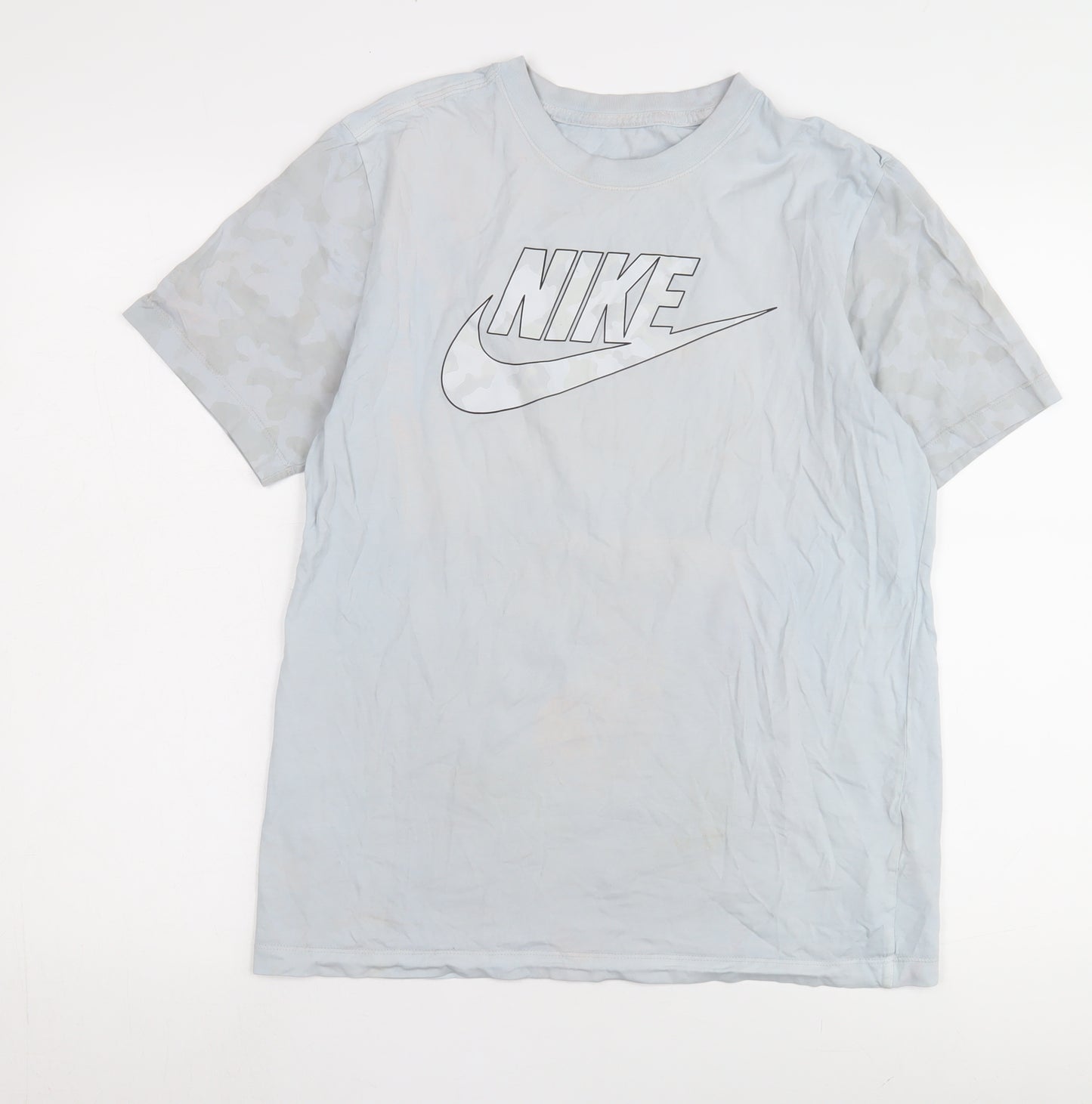 Nike Men's Blue M T-Shirt, Crew Neck, Cotton, Logo Accent