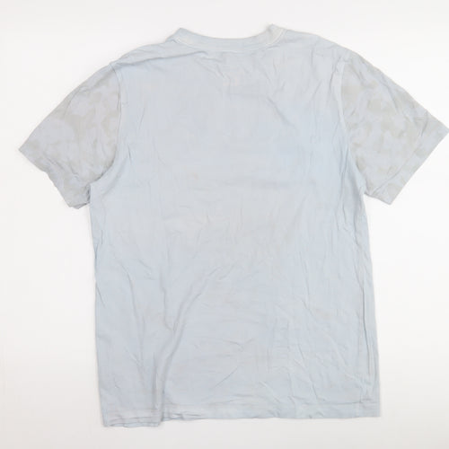 Nike Men's Blue M T-Shirt, Crew Neck, Cotton, Logo Accent