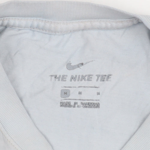Nike Men's Blue M T-Shirt, Crew Neck, Cotton, Logo Accent