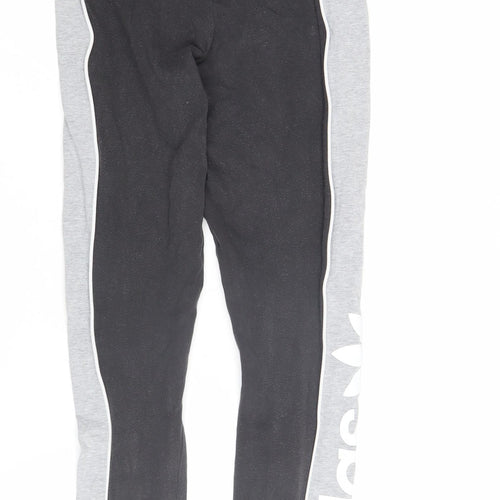 Adidas Women's Black/Grey Skinny Trousers - Size 10