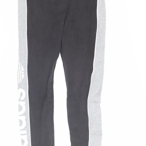 Adidas Women's Black/Grey Skinny Trousers - Size 10