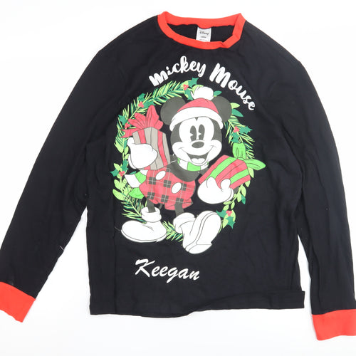 Disney Men's Black Mickey Mouse Christmas T-Shirt Large