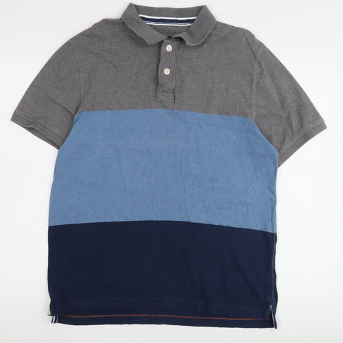 FatFace Men's Grey Blue Polo Shirt L Colourblock