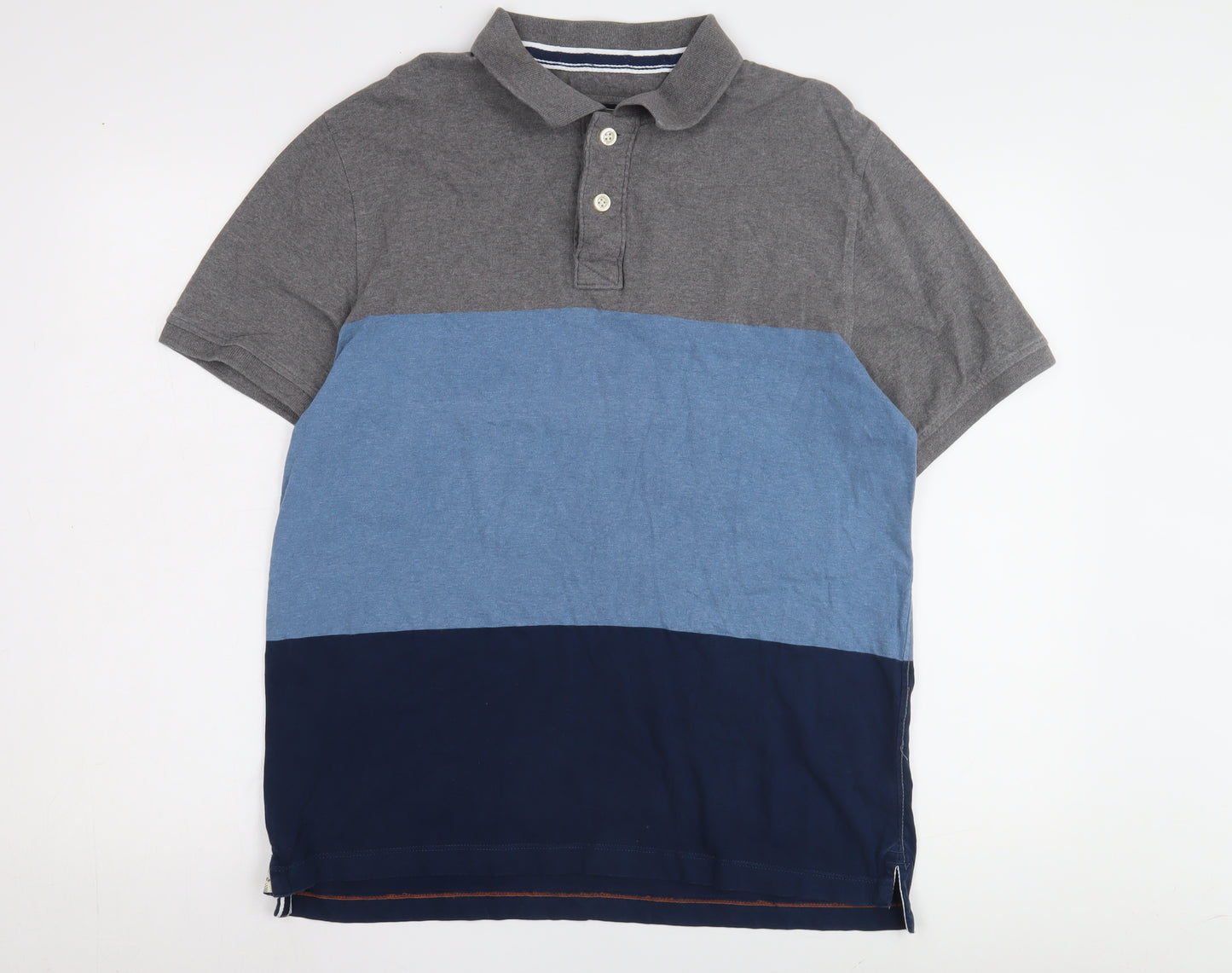 FatFace Men's Grey Blue Polo Shirt L Colourblock
